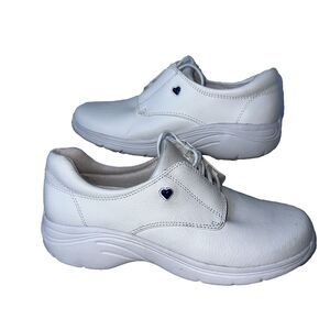 Nurse‎ Mates Women’s Louise White Leather Slip Resistant Shoes Size 9.5M Comfort